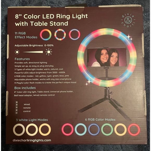 DIXIE & CHARLI 8” Color LED Ring Light - Picture 2 of 2